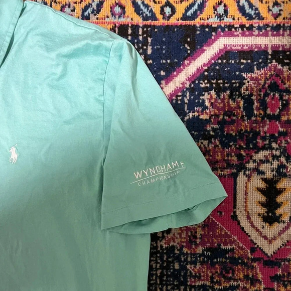Men's Ralph Lauren Polo Wyndham Championship Size Large Teal Short Sleeve Cotton - Picture 2 of 2